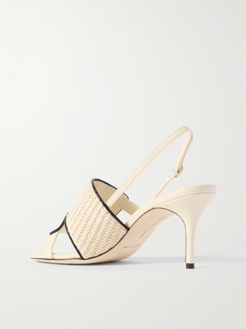 Fabiola 70 leather-trimmed raffia slingback sandals Fabiola 70 leather-trimmed raffia slingback sandals