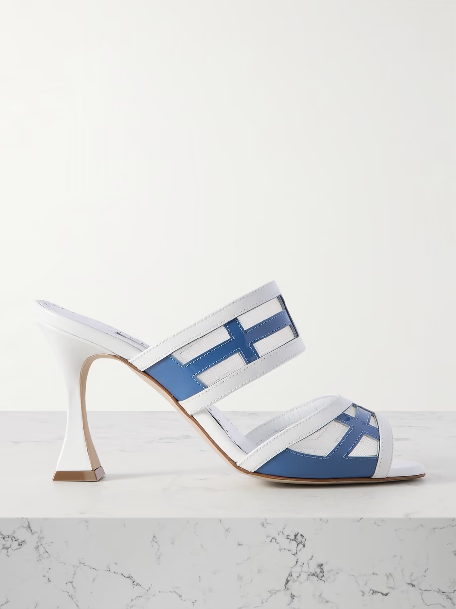 Avespamu 90 mesh-trimmed leather pumps Avespamu 90 mesh-trimmed leather pumps