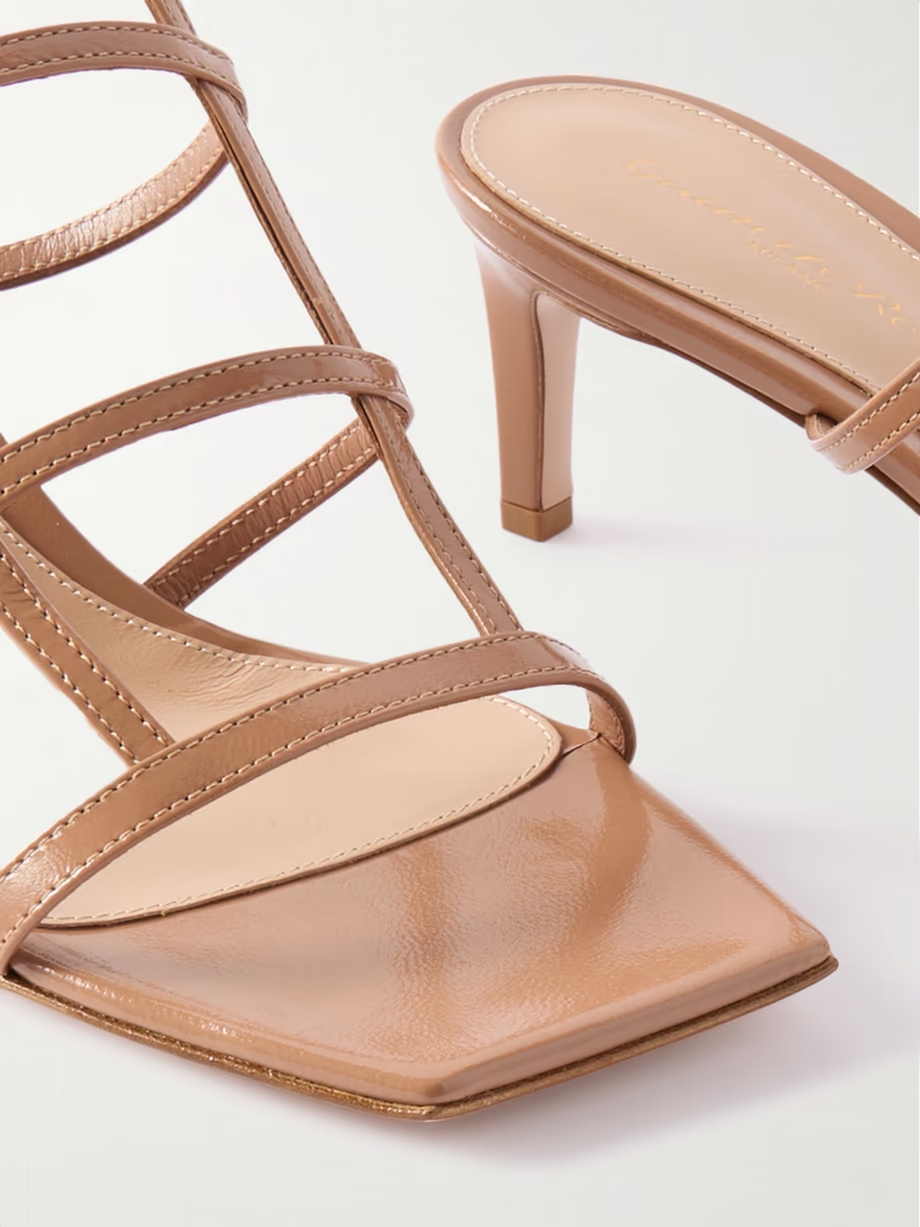 55 glossed-leather sandals 55 glossed-leather sandals