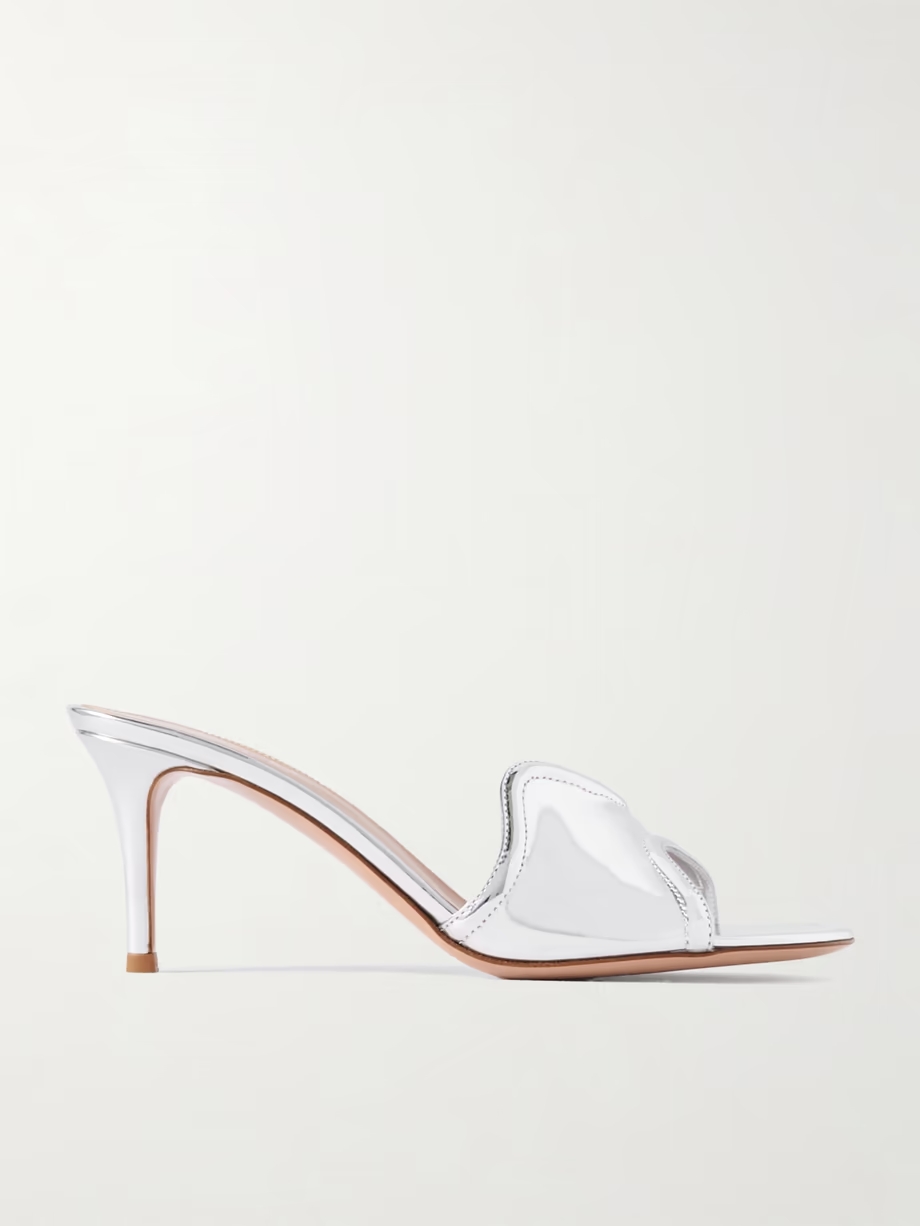 Lucrezia 70 mirrored-leather mules Lucrezia 70 mirrored-leather mules
