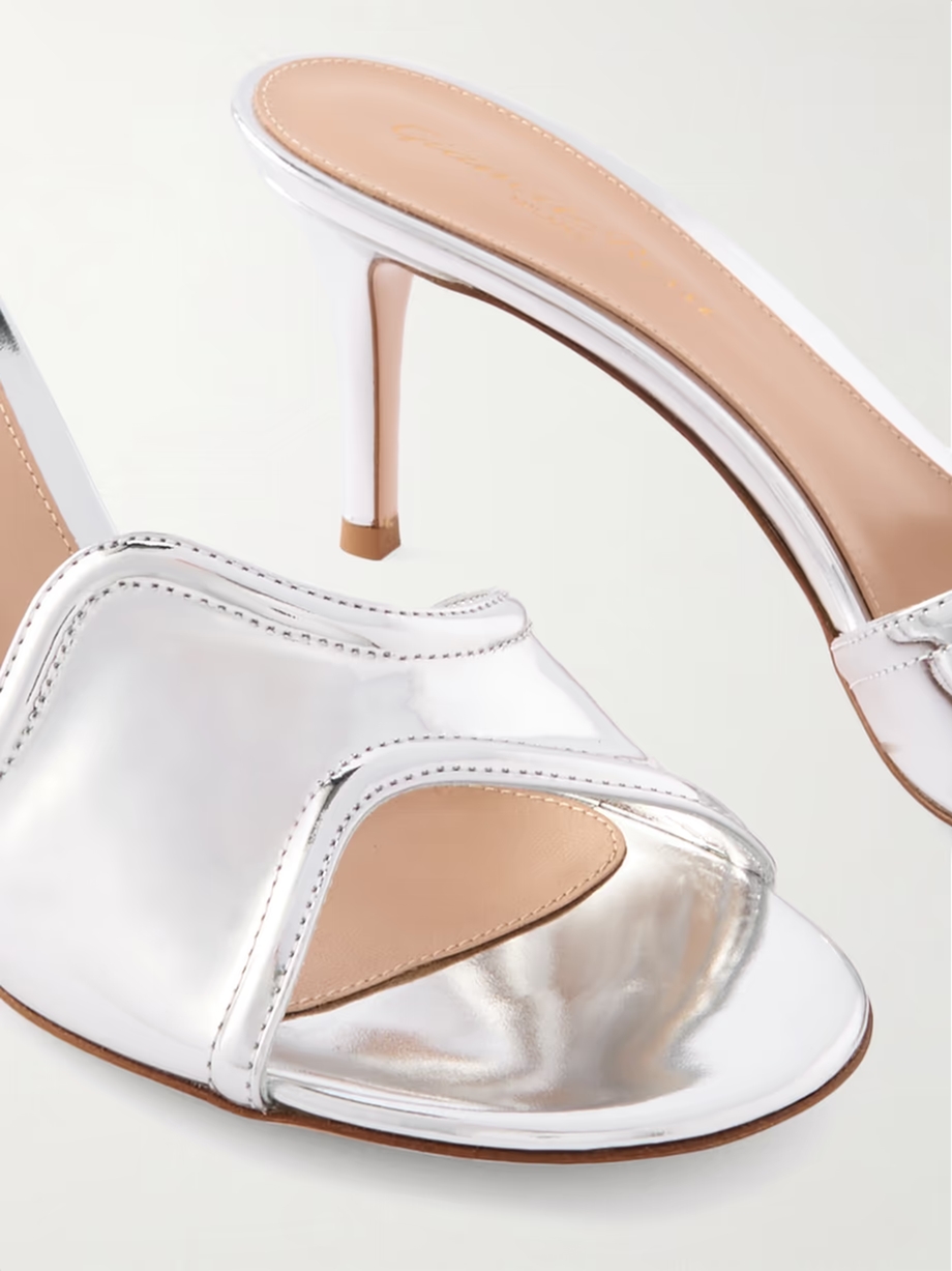 Lucrezia 70 mirrored-leather mules Lucrezia 70 mirrored-leather mules