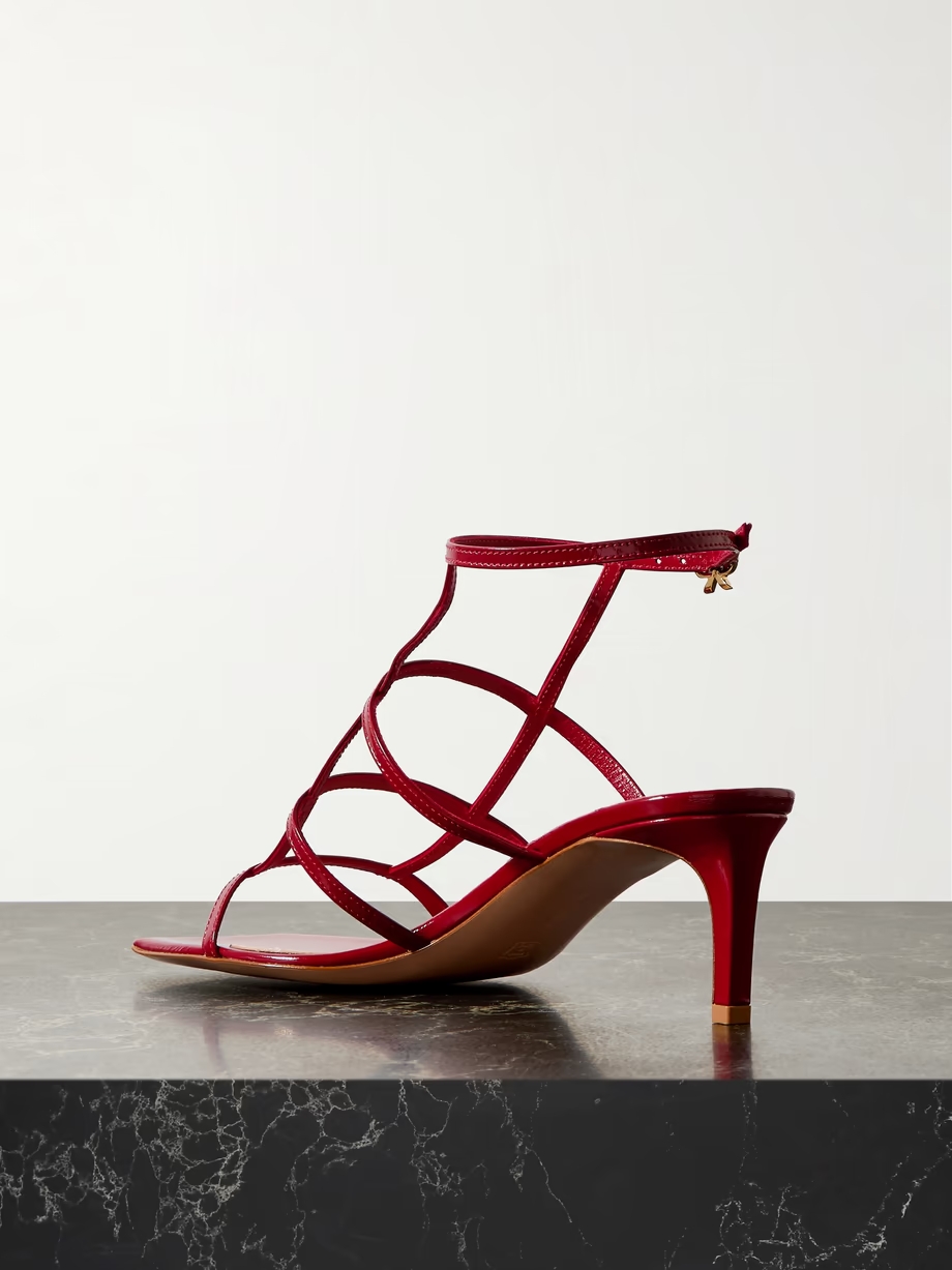 55 glossed-leather sandals 55 glossed-leather sandals