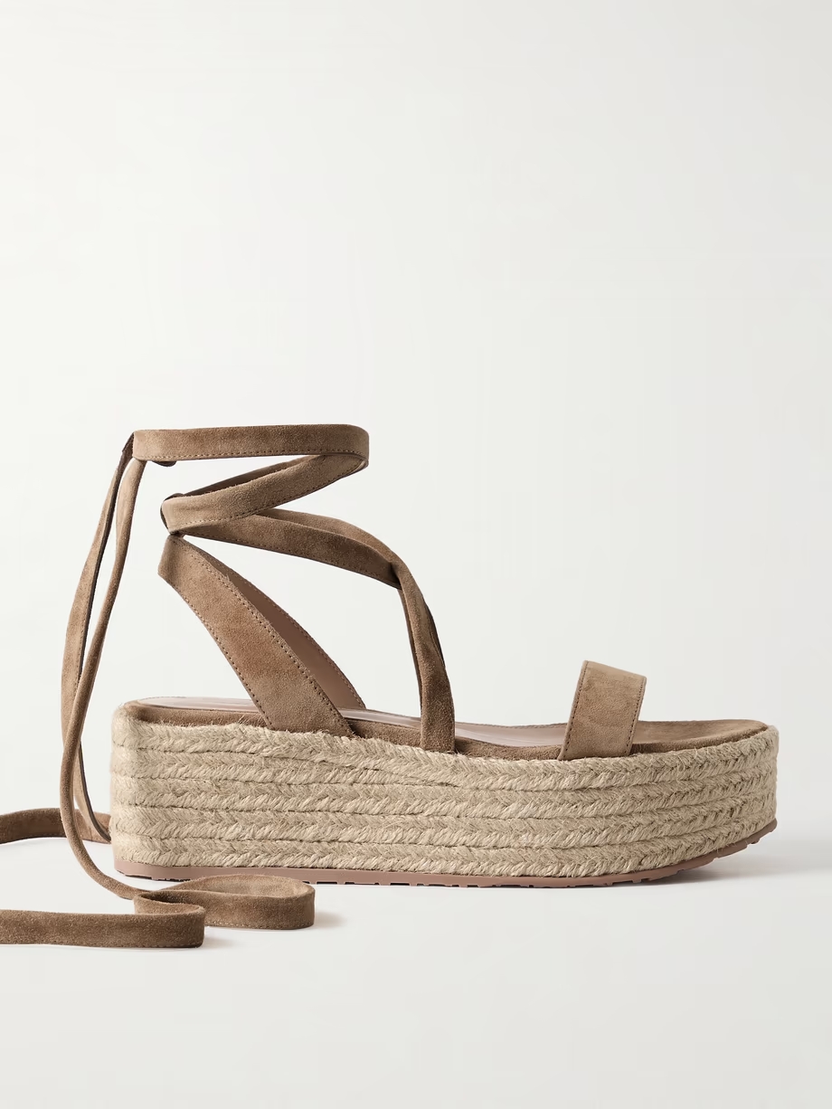 40 suede and raffia platform espadrilles 40 suede and raffia platform espadrilles