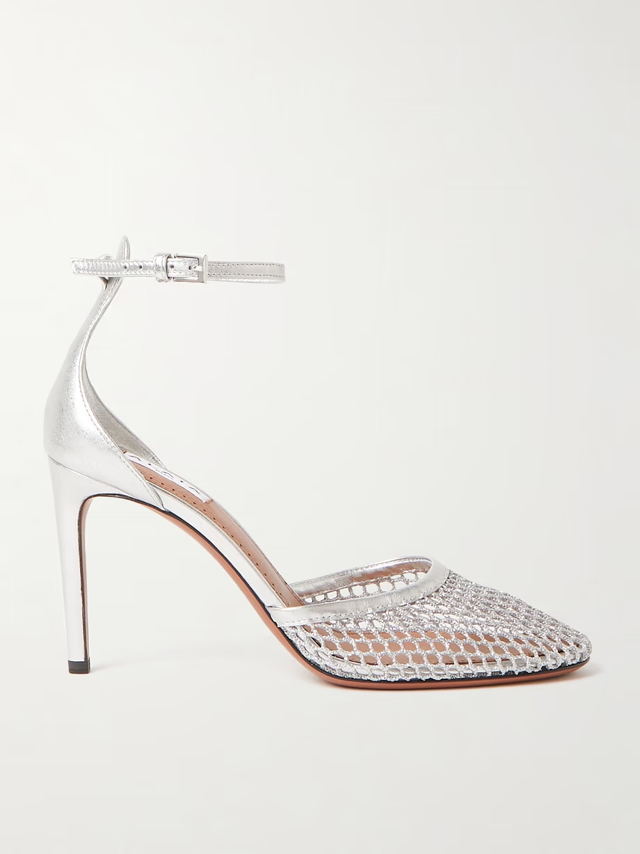 90 fishnet and metallic leather pumps 90 fishnet and metallic leather pumps