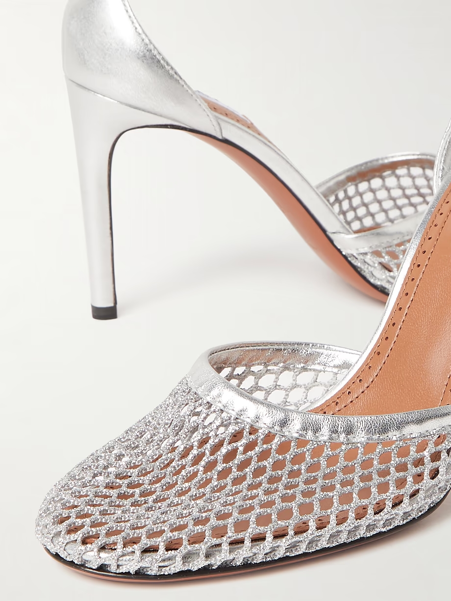 90 fishnet and metallic leather pumps 90 fishnet and metallic leather pumps