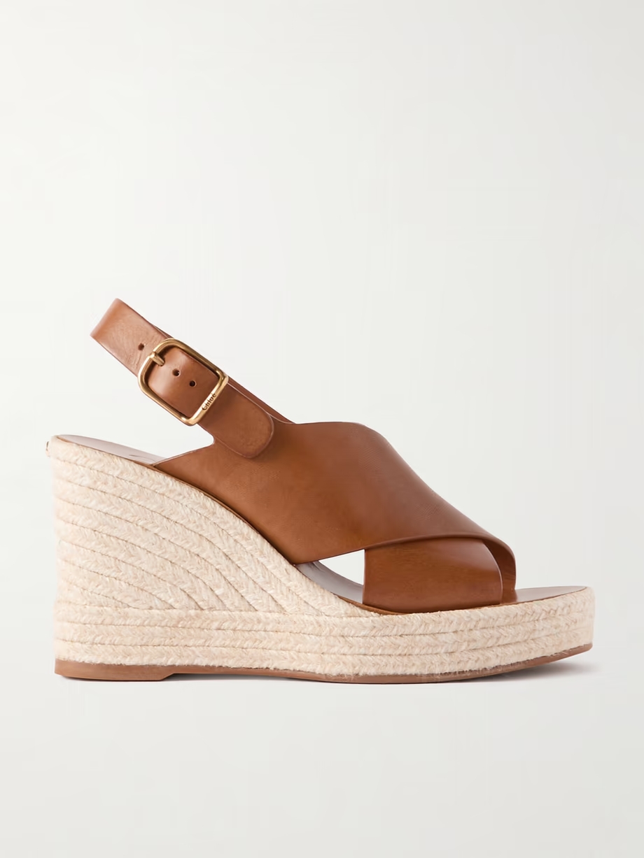 Pary leather espadrille wedge slingback sandals Pary leather espadrille wedge slingback sandals