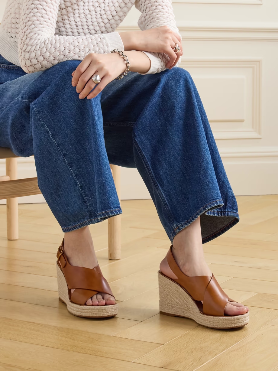 Pary leather espadrille wedge slingback sandals Pary leather espadrille wedge slingback sandals