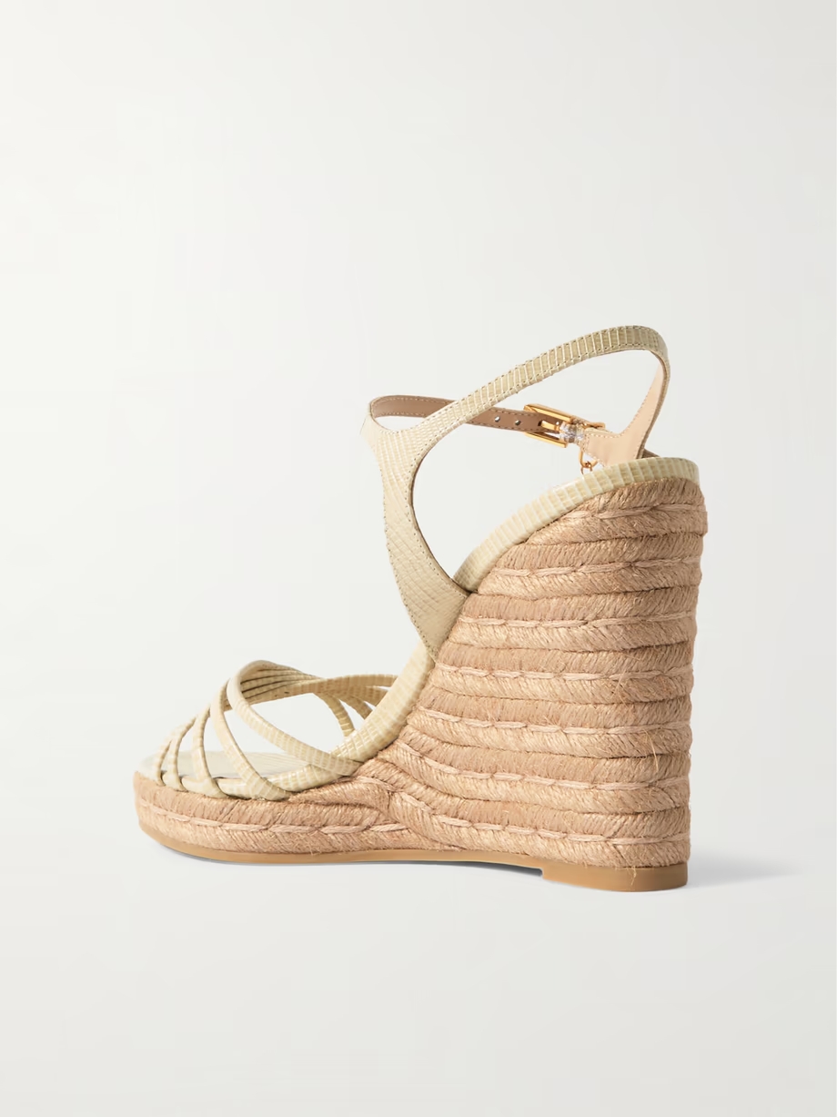 Cabana lizard-effect leather espadrille wedge sandals Cabana lizard-effect leather espadrille wedge sandals