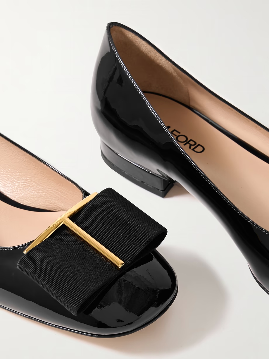 Audrey bow-embellished patent-leather ballet flats Audrey bow-embellished patent-leather ballet flats
