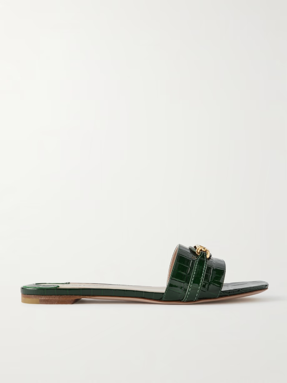 Whitney logo-embellished leather slides Whitney logo-embellished leather slides