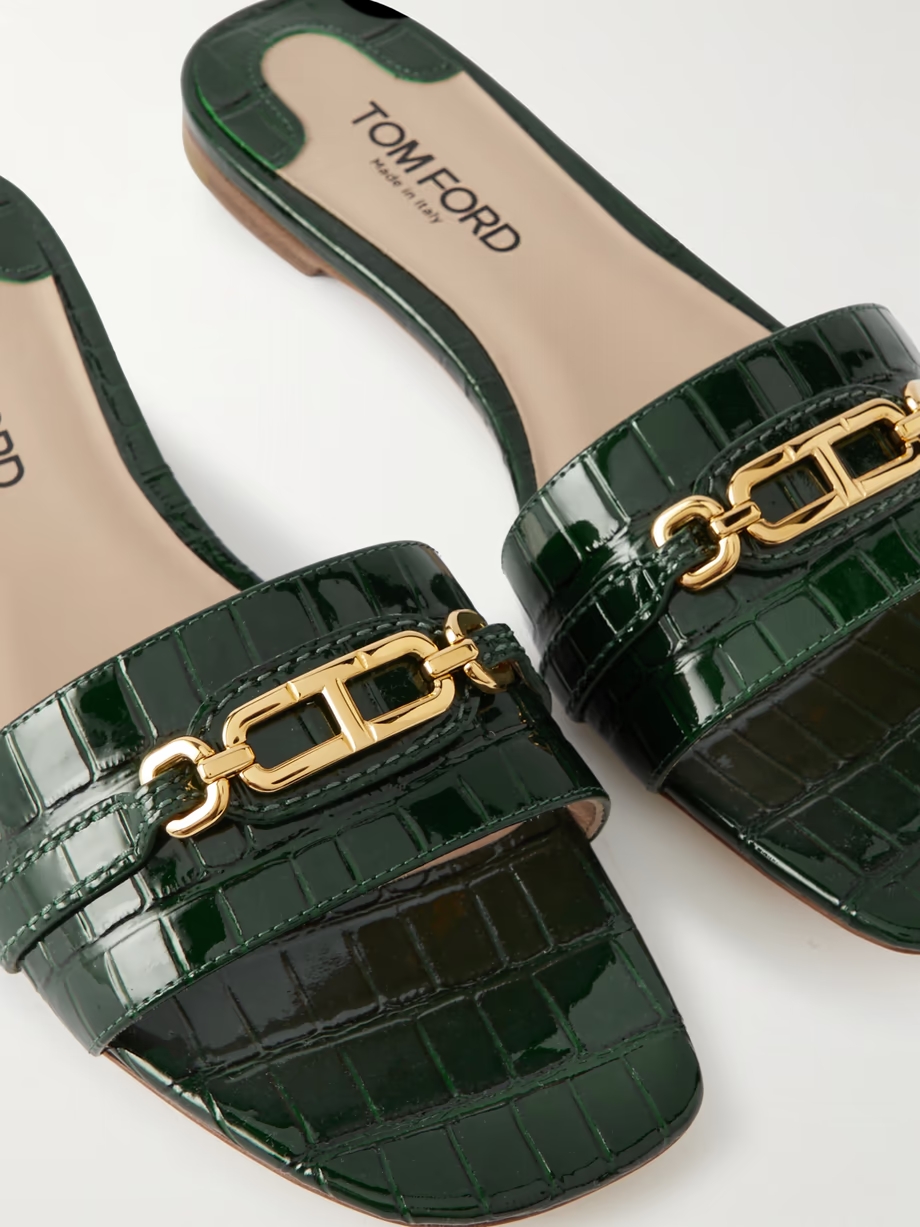 Whitney logo-embellished leather slides Whitney logo-embellished leather slides