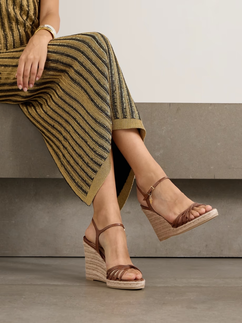 Cabana embellished lizard-effect leather espadrille wedge sandals Cabana embellished lizard-effect leather espadrille wedge sandals