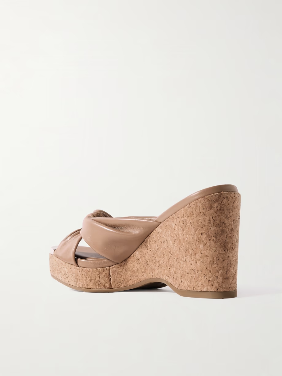 Avenue 95 embellished knotted leather wedge sandals Avenue 95 embellished knotted leather wedge sandals