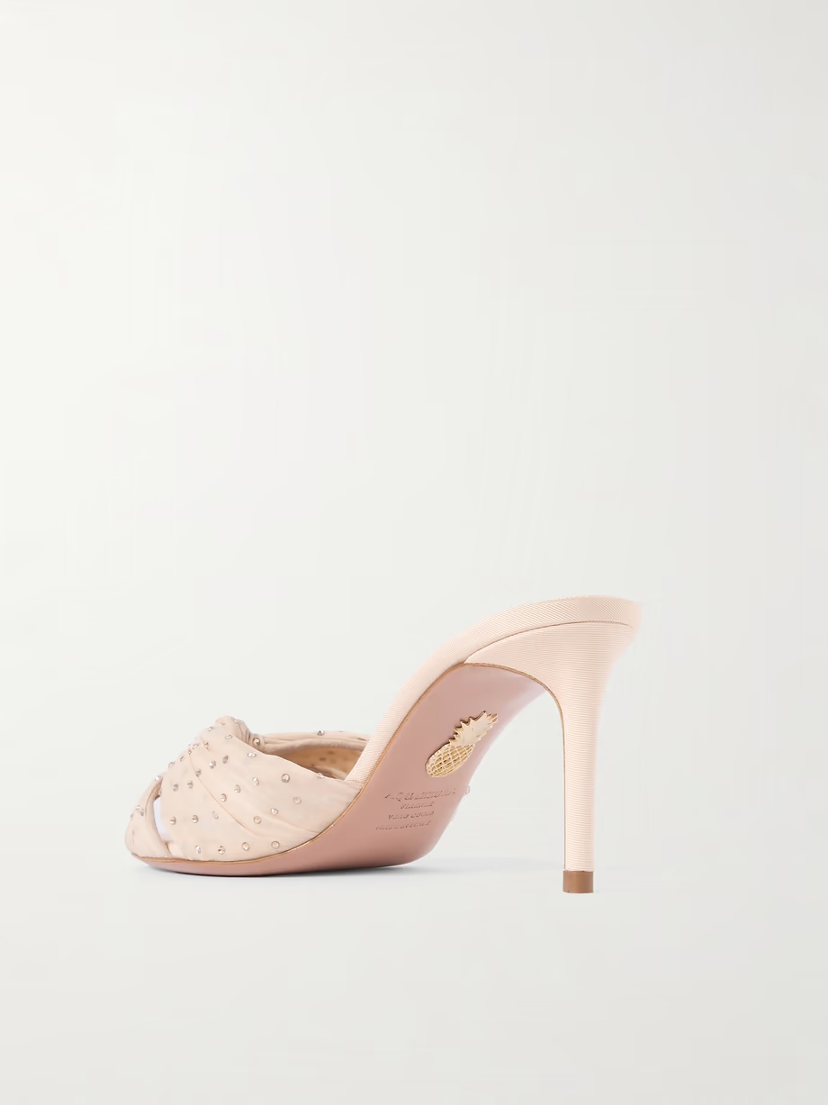Slow Kisses 75 crystal-embellished knotted chiffon mules Slow Kisses 75 crystal-embellished knotted chiffon mules