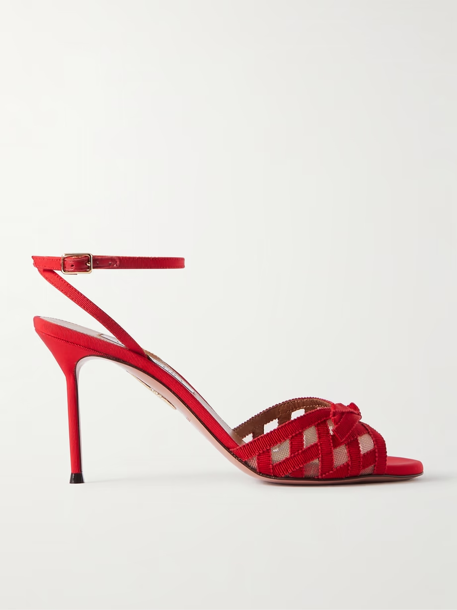Romance 85 mesh-trimmed grosgrain sandals Romance 85 mesh-trimmed grosgrain sandals
