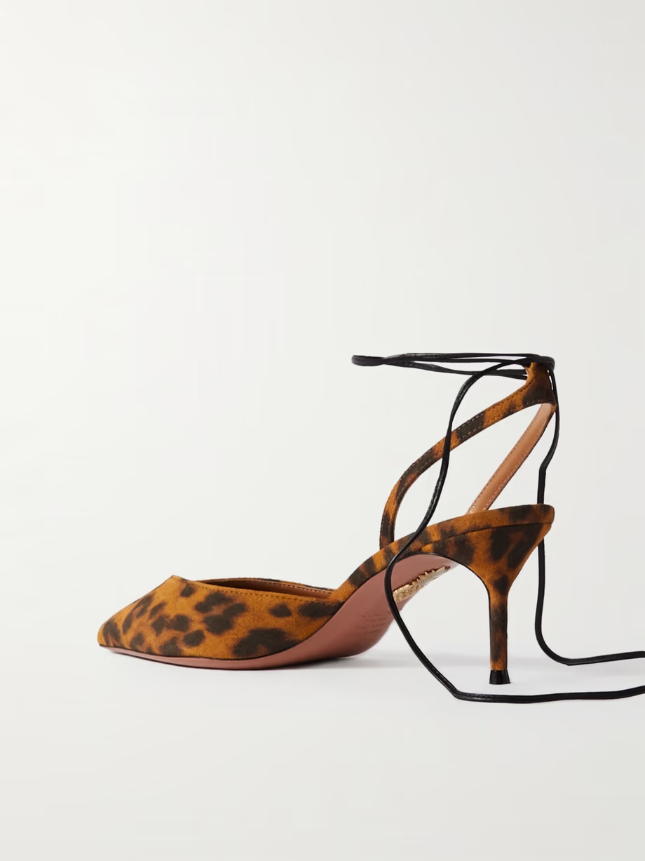 Beyond leather-trimmed leopard-print suede pumps Beyond leather-trimmed leopard-print suede pumps