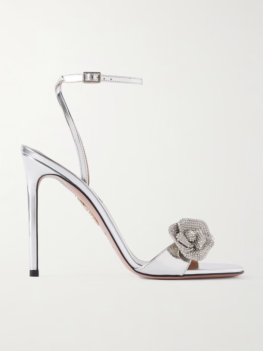 Crystal Orchid 105 appliquéd crystal-embellished mirrored-leather sandals Crystal Orchid 105 appliquéd crystal-embellished mirrored-leather sandals