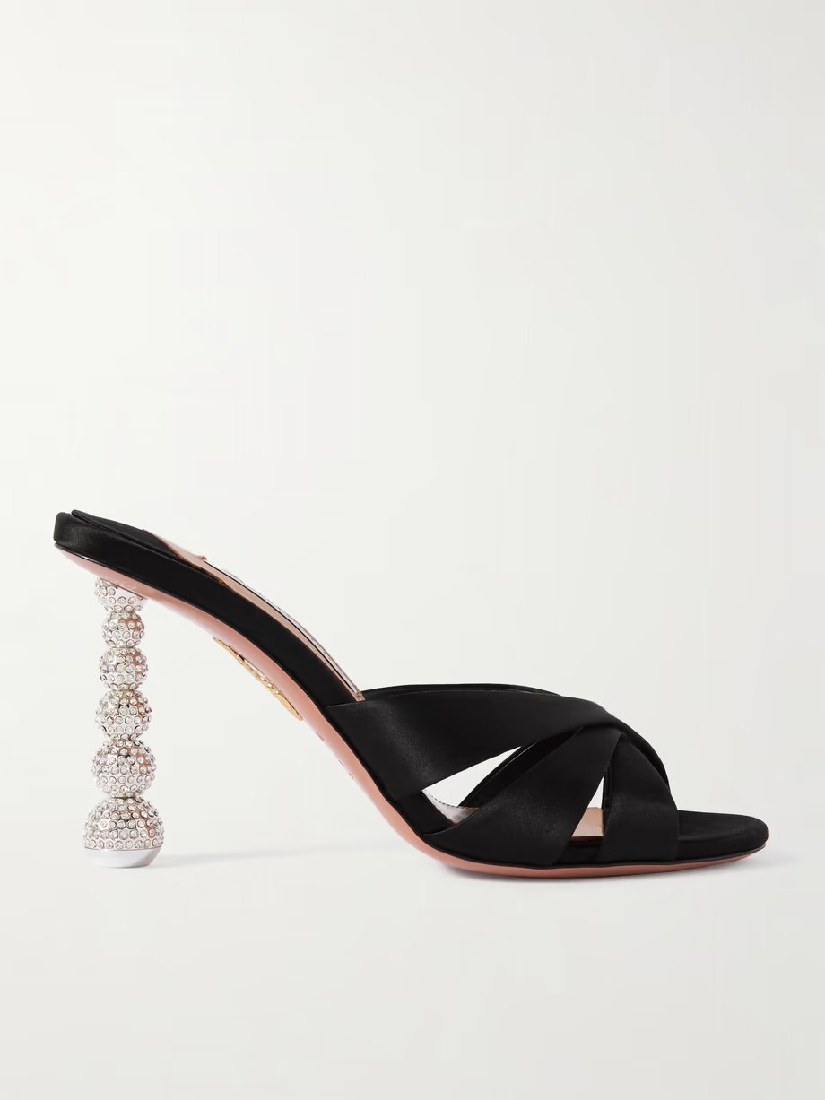 Yes Baby 95 crystal-embellished satin mules Yes Baby 95 crystal-embellished satin mules