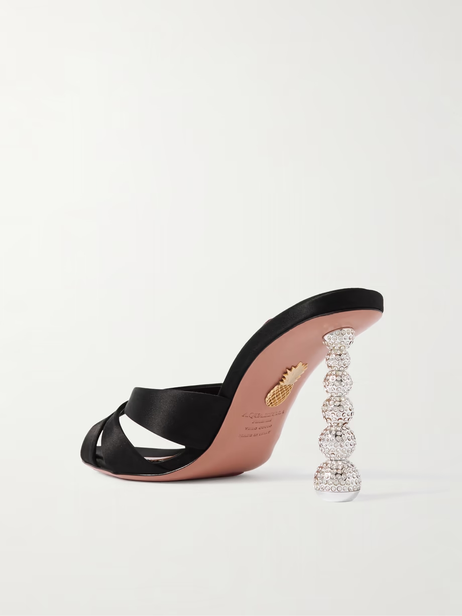 Yes Baby 95 crystal-embellished satin mules Yes Baby 95 crystal-embellished satin mules