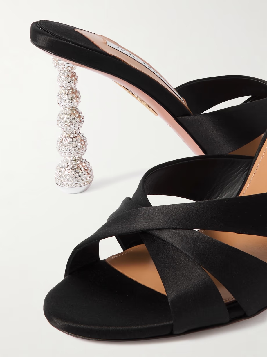 Yes Baby 95 crystal-embellished satin mules Yes Baby 95 crystal-embellished satin mules