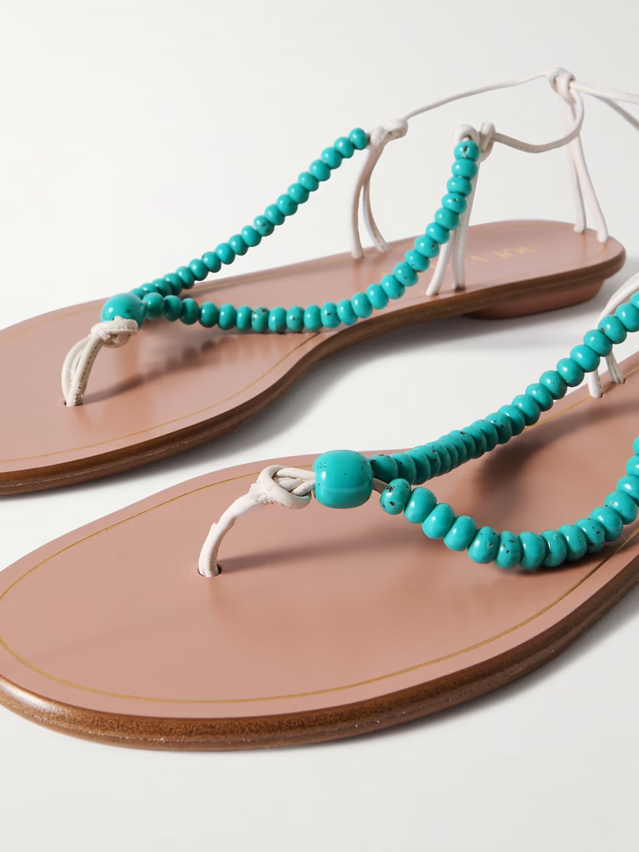 Amalfi beaded leather sandals Amalfi beaded leather sandals