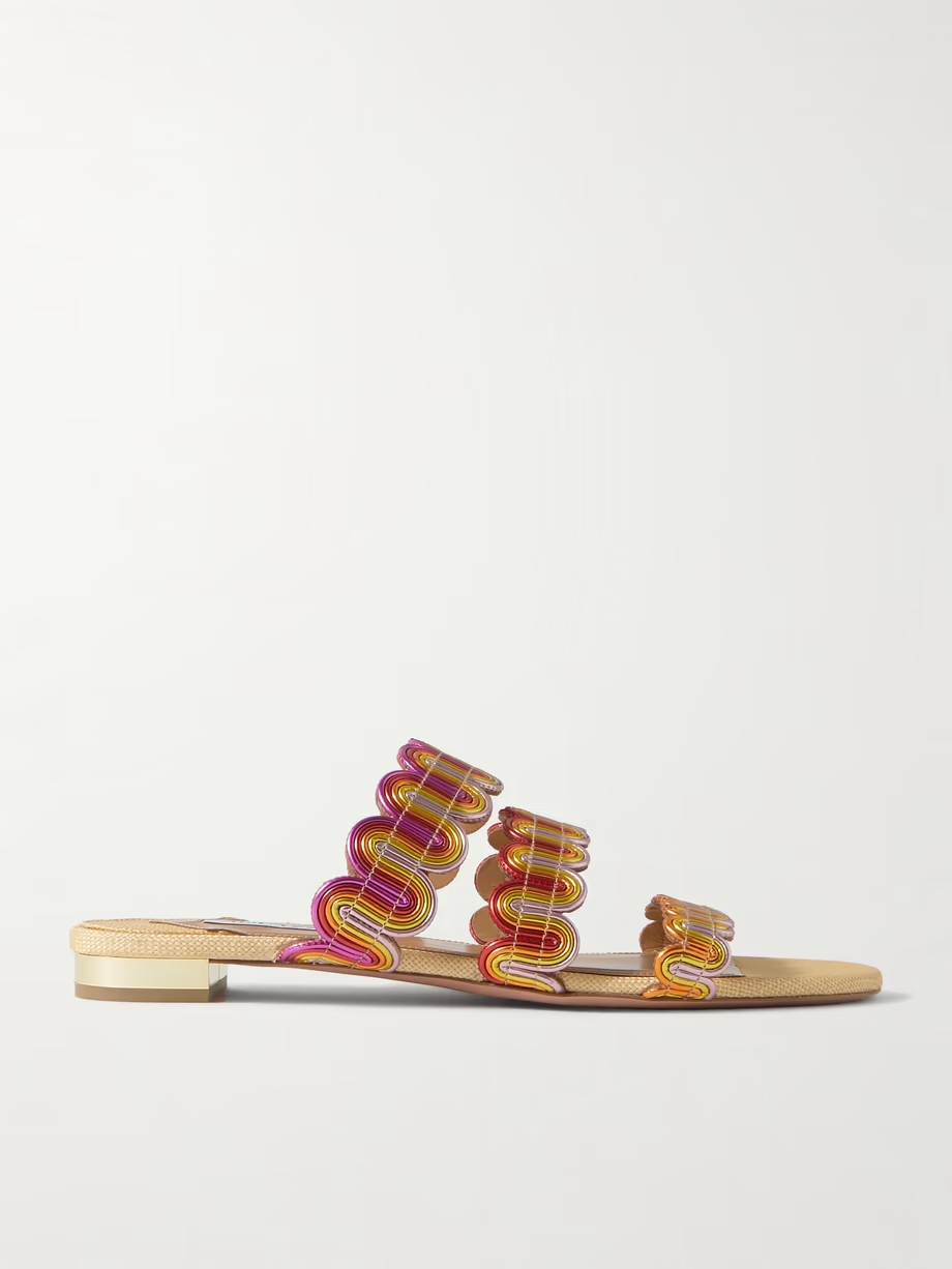 Wavy metallic leather slides Wavy metallic leather slides