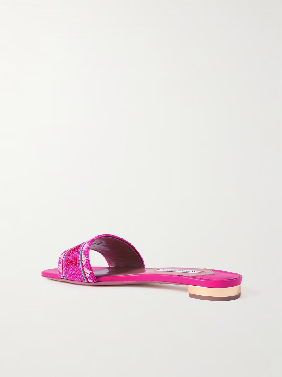St. Tropez beaded leather slides St. Tropez beaded leather slides