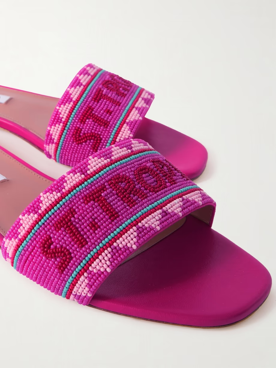 St. Tropez beaded leather slides St. Tropez beaded leather slides