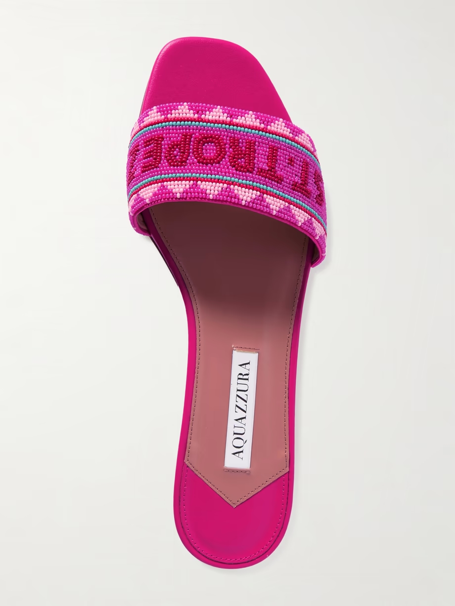 St. Tropez beaded leather slides St. Tropez beaded leather slides