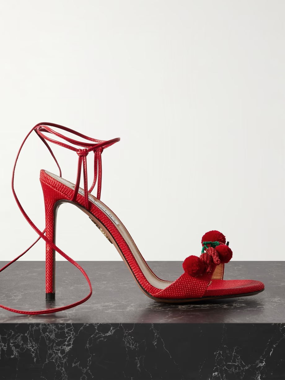 Chilli 105 embellished raffia and leather sandals Chilli 105 embellished raffia and leather sandals