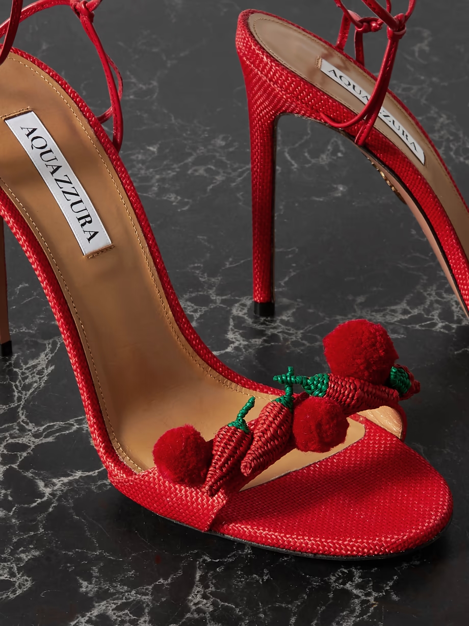 Chilli 105 embellished raffia and leather sandals Chilli 105 embellished raffia and leather sandals