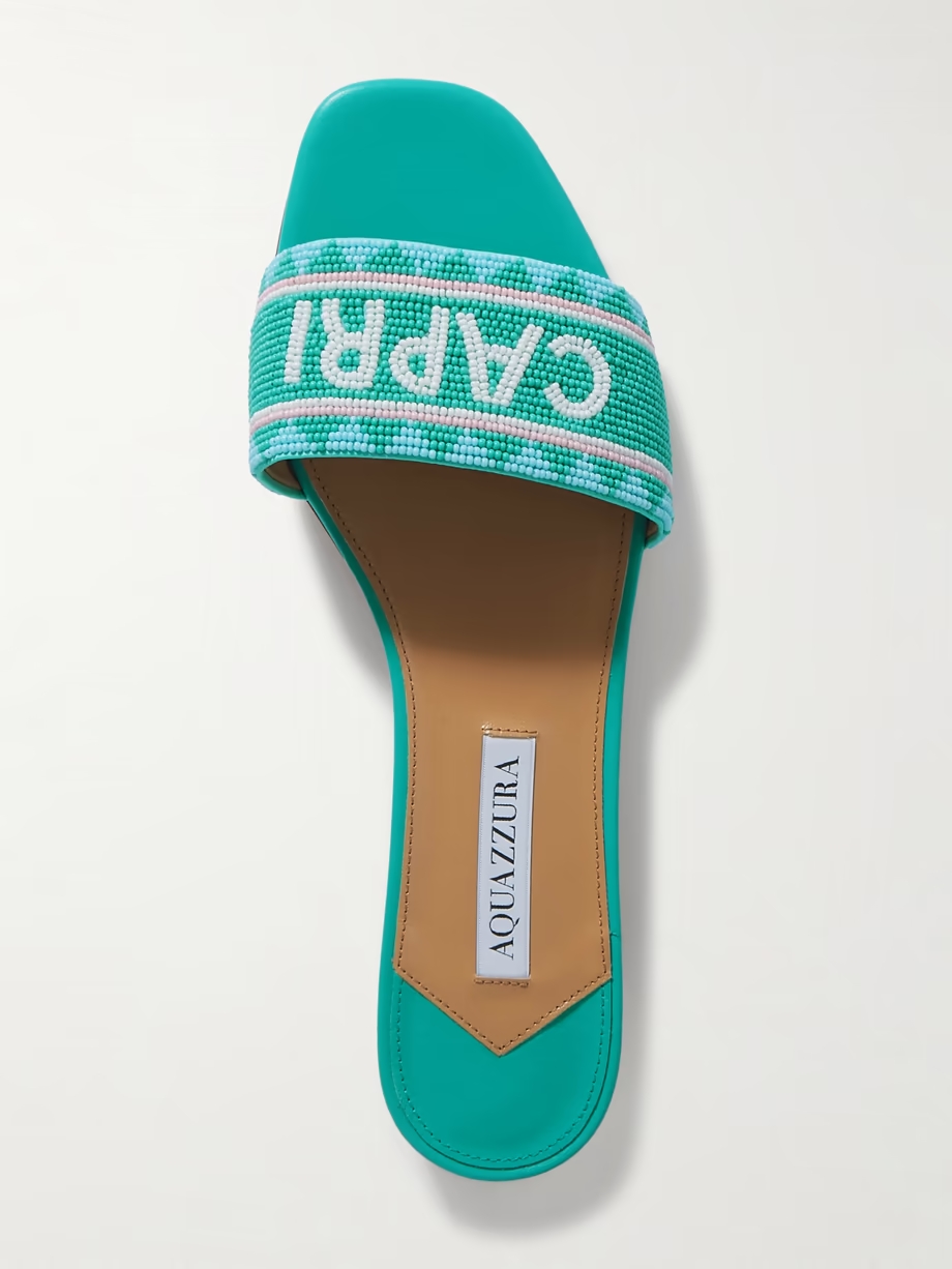 Capri beaded leather slides Capri beaded leather slides