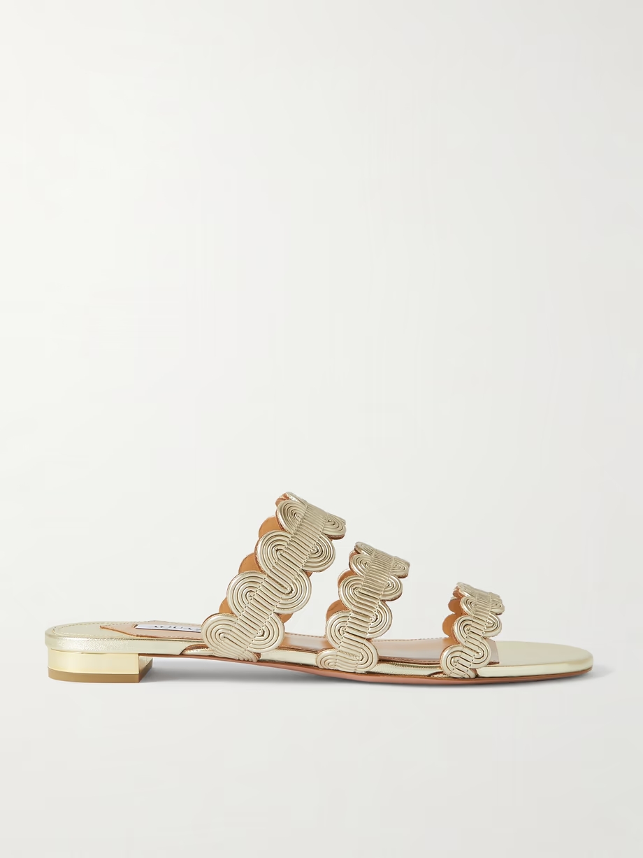 Wavy metallic leather slides Wavy metallic leather slides