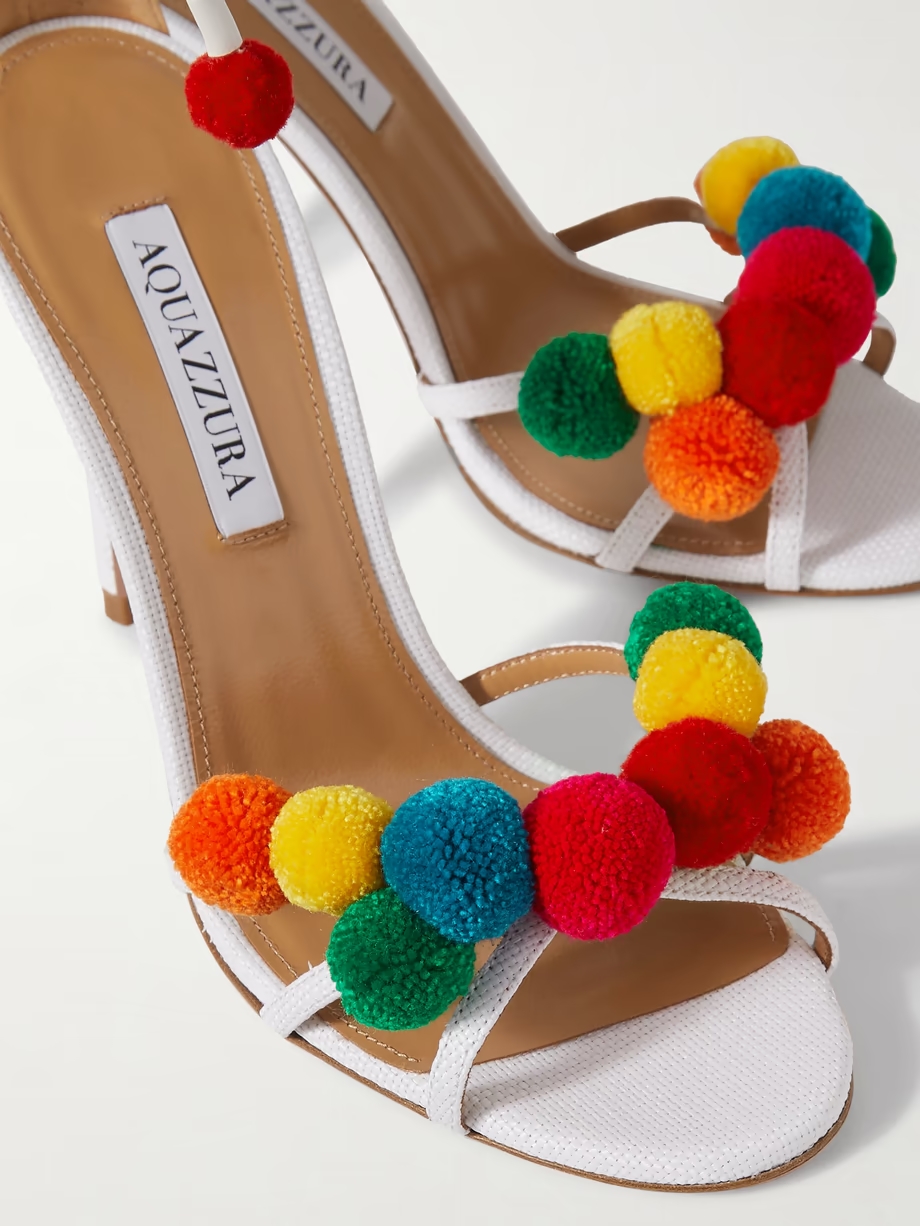 Fiesta 105 embellished raffia and leather sandals Fiesta 105 embellished raffia and leather sandals