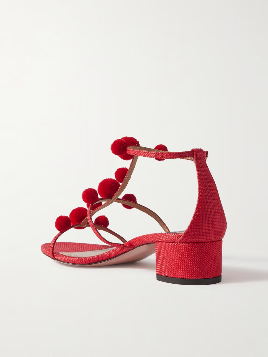 Fiesta 35 pompom-embellished raffia sandals Fiesta 35 pompom-embellished raffia sandals