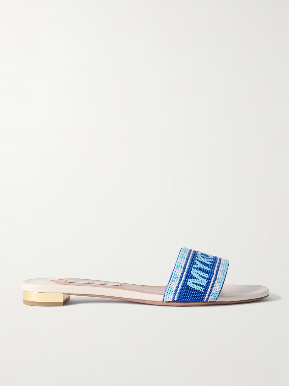 Mykonos beaded leather slides Mykonos beaded leather slides