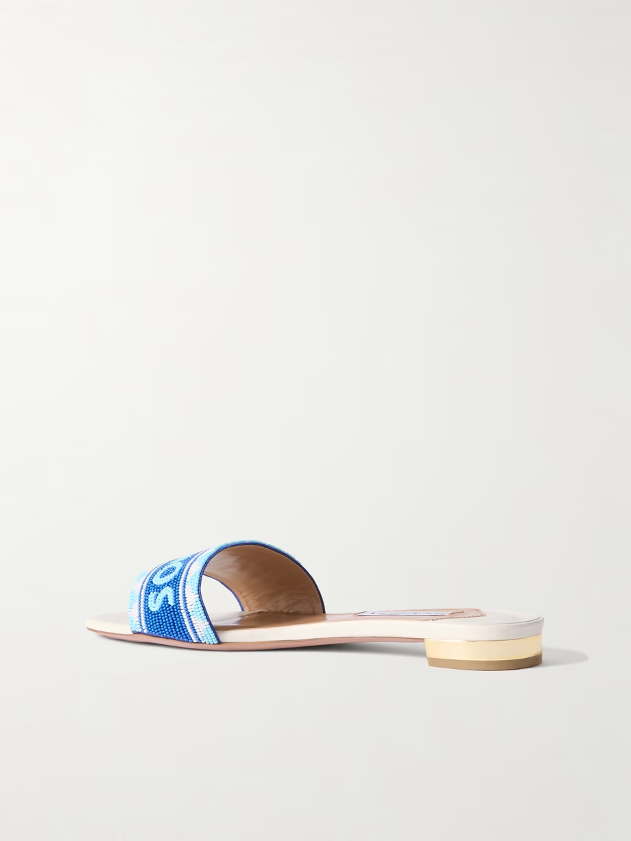 Mykonos beaded leather slides Mykonos beaded leather slides