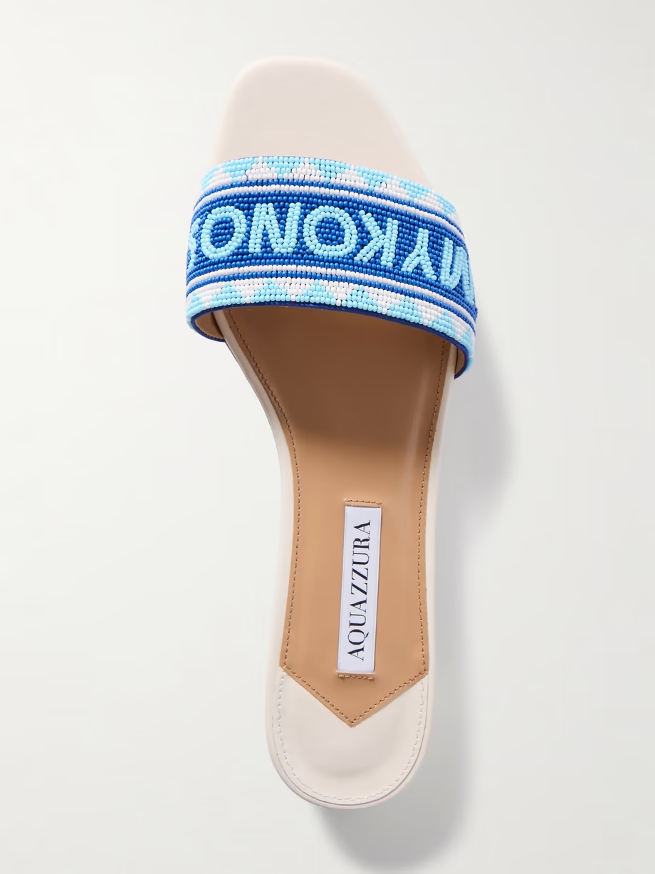 Mykonos beaded leather slides Mykonos beaded leather slides