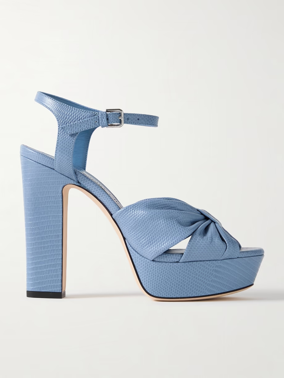Heloise 120 bow-embellished lizard-effect leather platform sandals Heloise 120 bow-embellished lizard-effect leather platform sandals