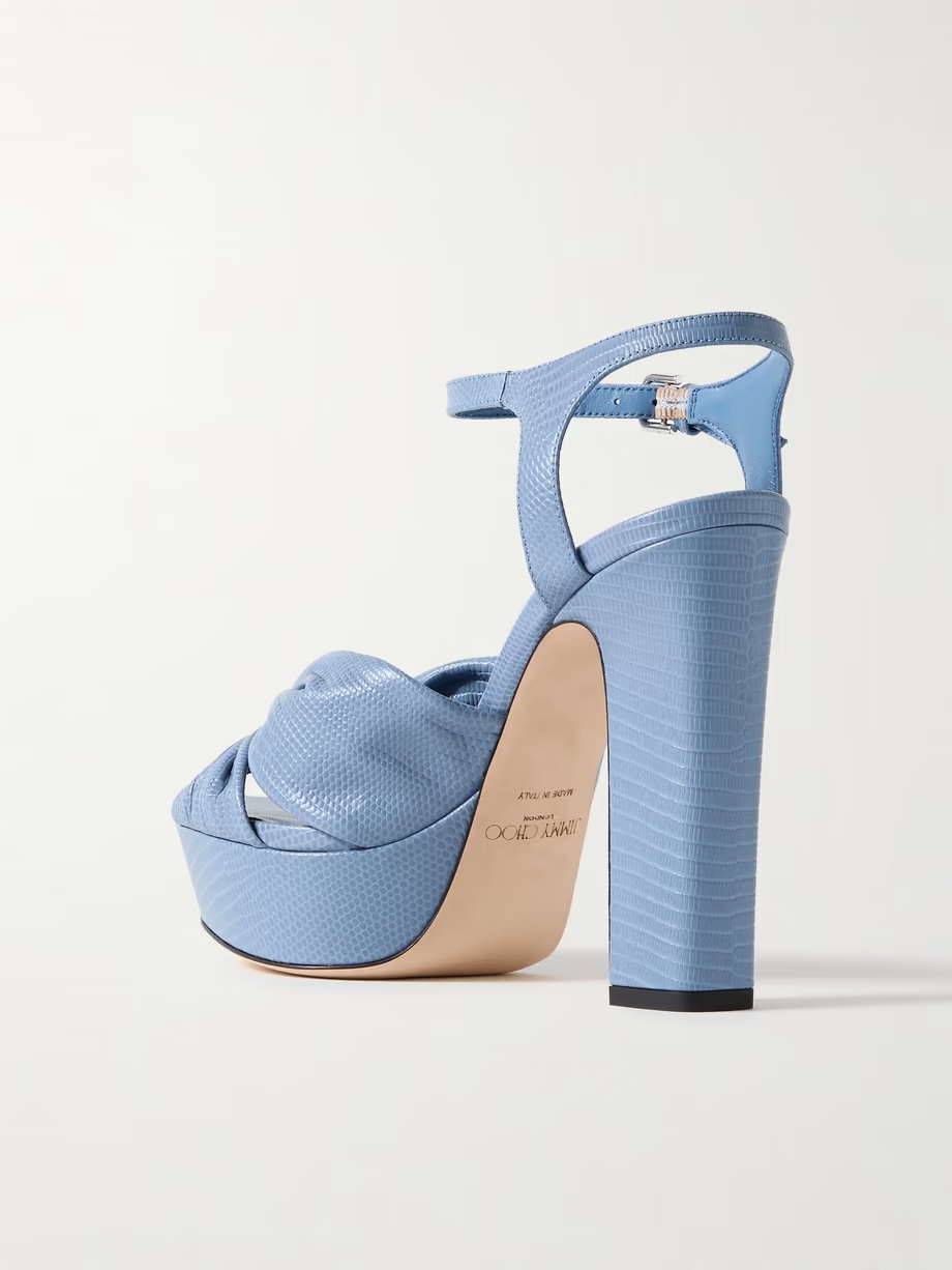 Heloise 120 bow-embellished lizard-effect leather platform sandals Heloise 120 bow-embellished lizard-effect leather platform sandals
