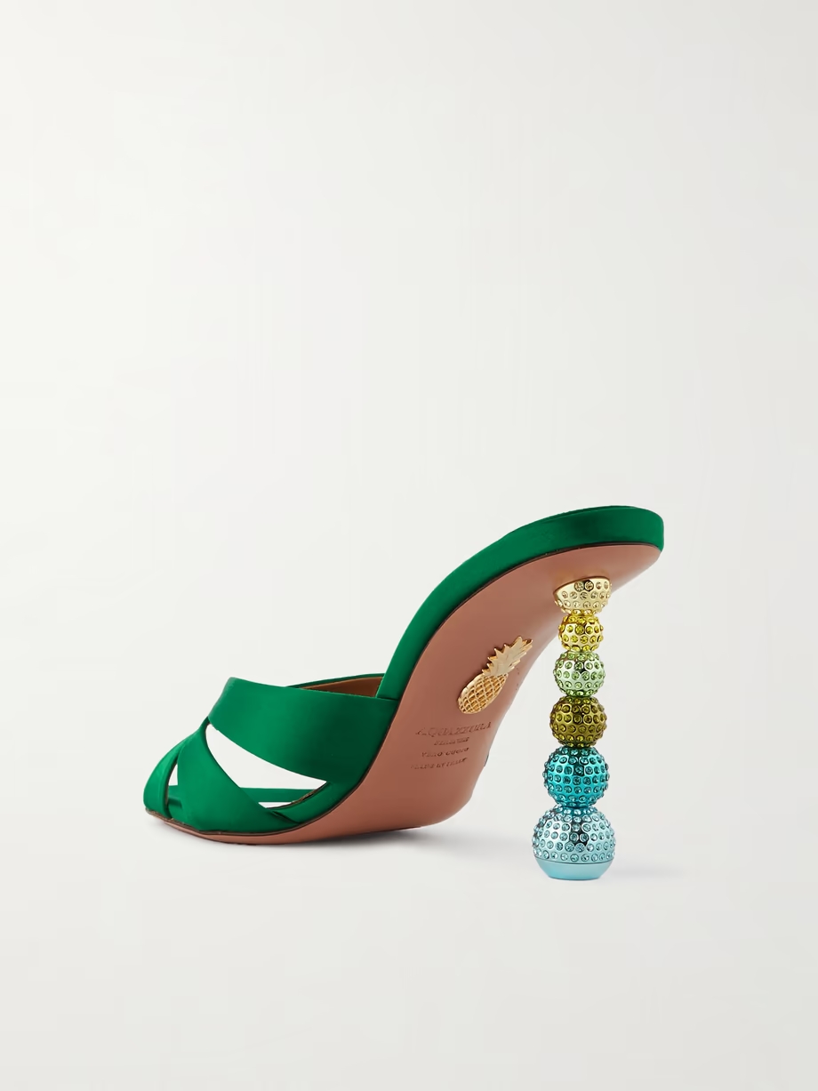 Yes Baby 95 crystal-embellished satin mules Yes Baby 95 crystal-embellished satin mules