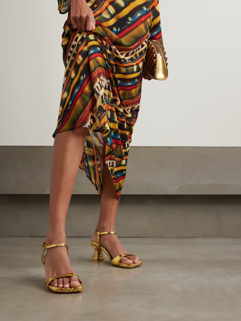 Javiera metallic leather and raffia sandals Javiera metallic leather and raffia sandals