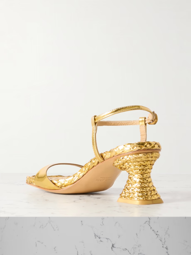 Javiera metallic leather and raffia sandals Javiera metallic leather and raffia sandals