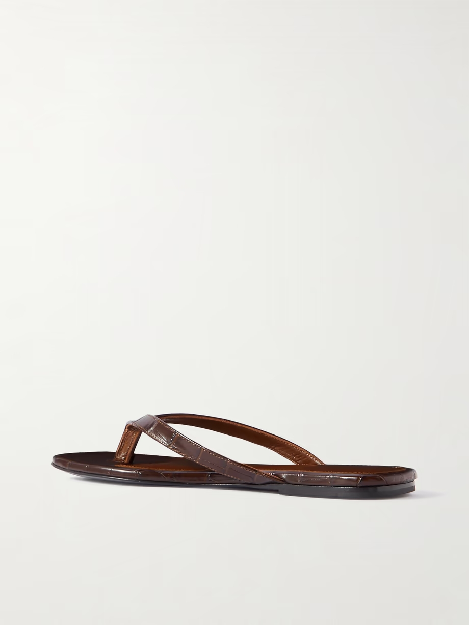 The Flip-Flop Flat croc-effect leather flip flops The Flip-Flop Flat croc-effect leather flip flops
