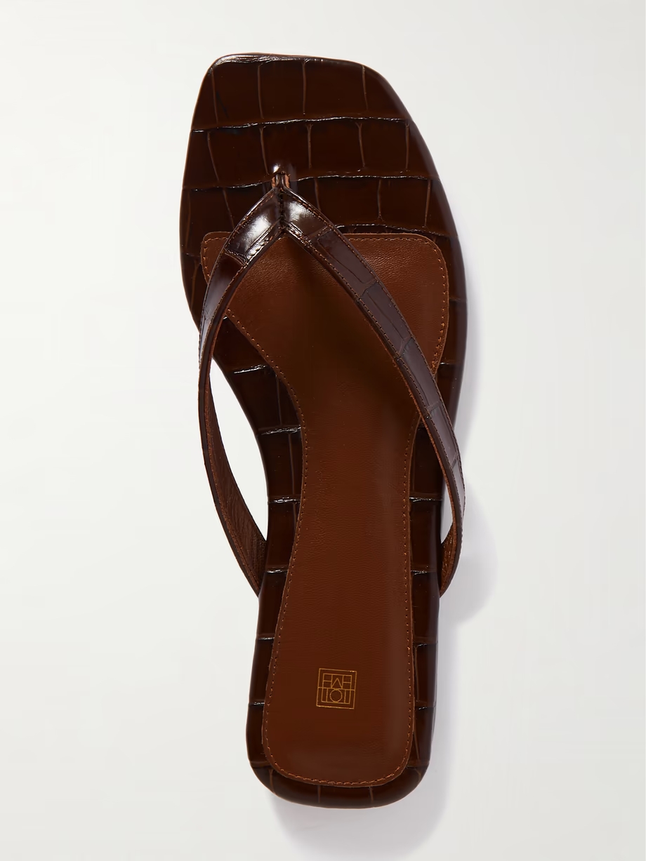 The Flip-Flop Flat croc-effect leather flip flops The Flip-Flop Flat croc-effect leather flip flops