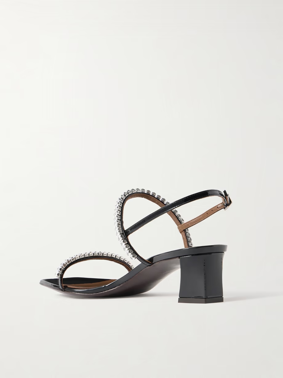 Mya crystal-embellished patent-leather sandals Mya crystal-embellished patent-leather sandals