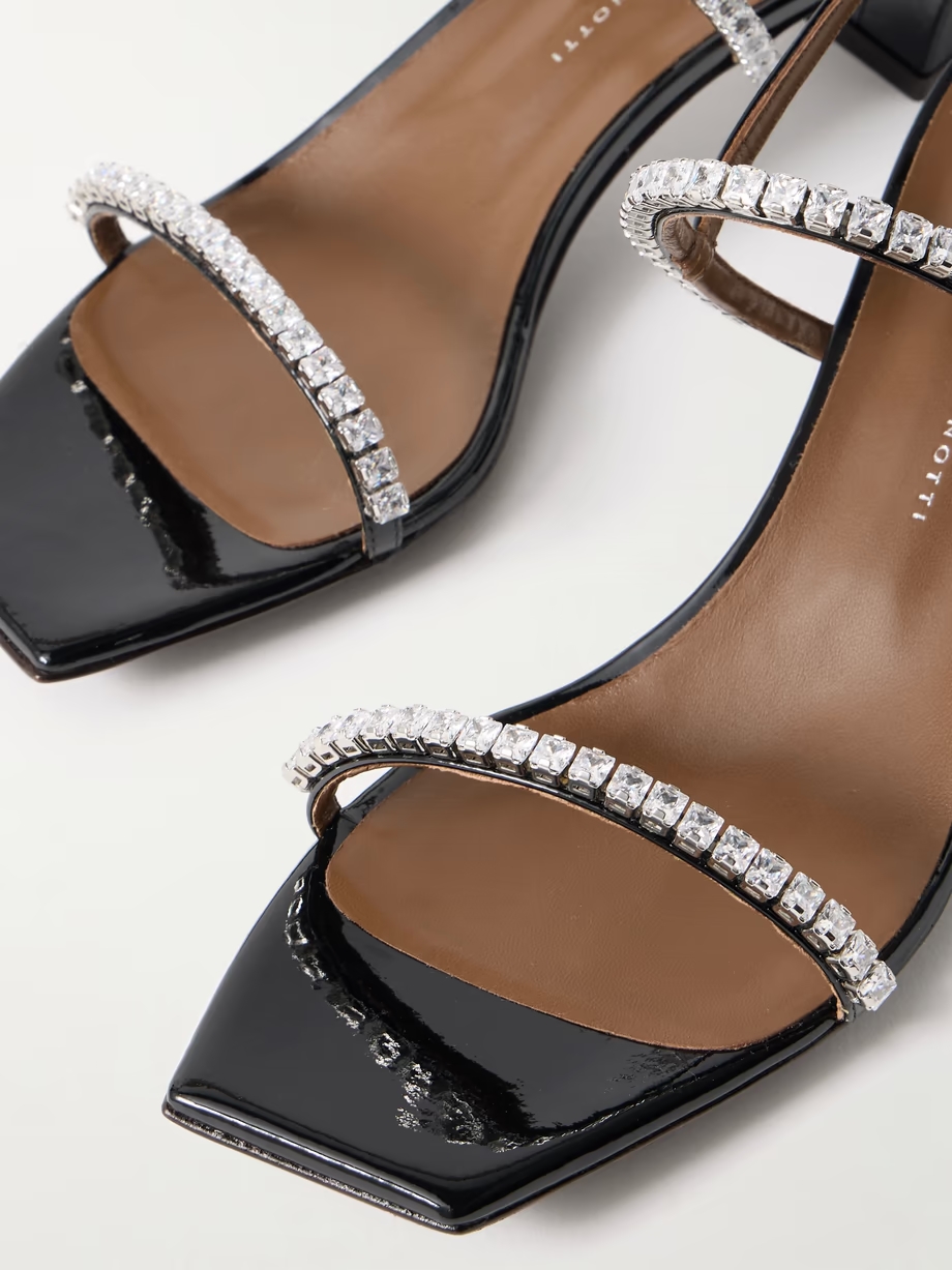 Mya crystal-embellished patent-leather sandals Mya crystal-embellished patent-leather sandals