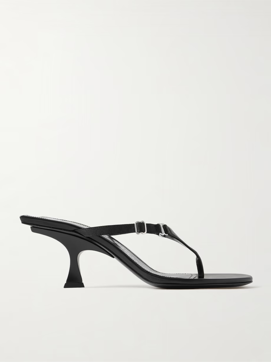 Bes embellished grosgrain-trimmed leather mules Bes embellished grosgrain-trimmed leather mules