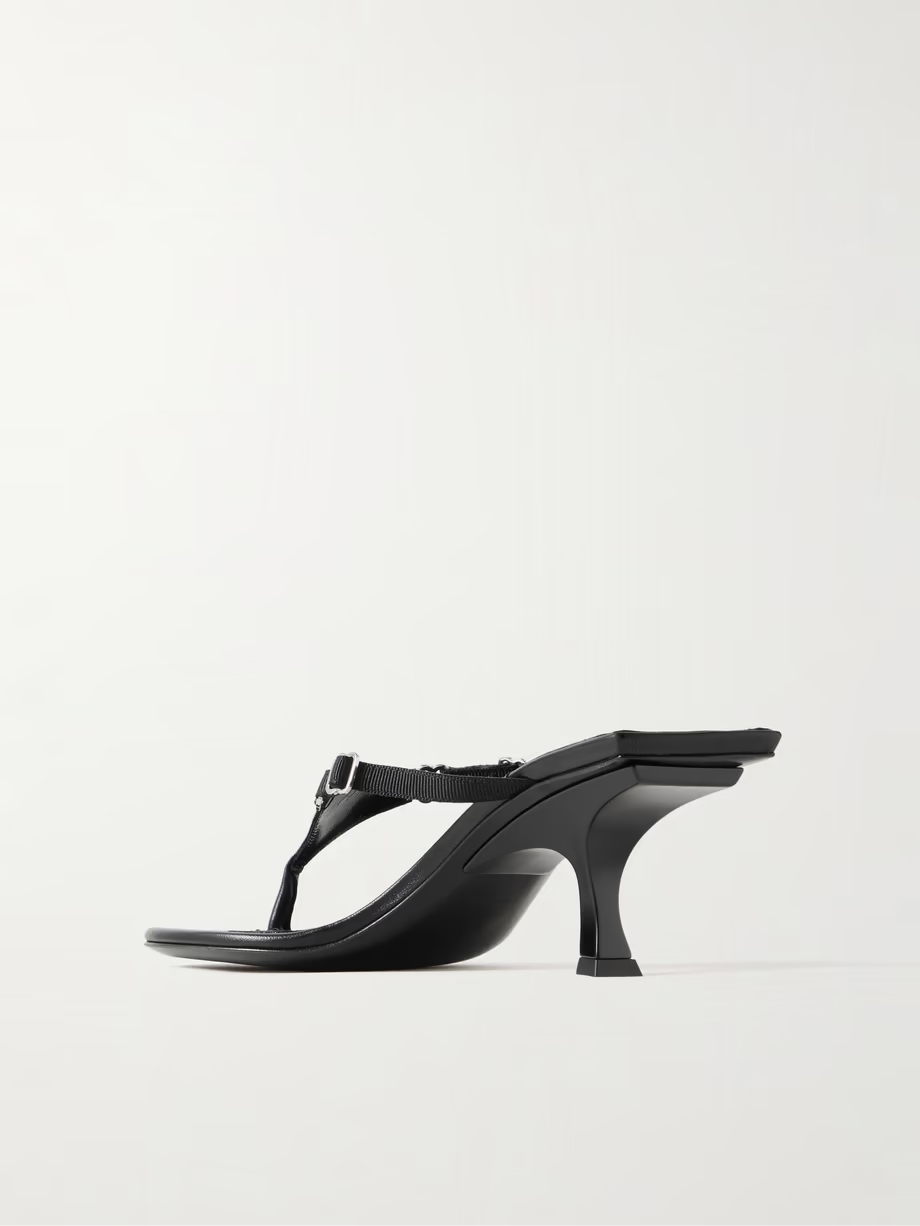 Bes embellished grosgrain-trimmed leather mules Bes embellished grosgrain-trimmed leather mules