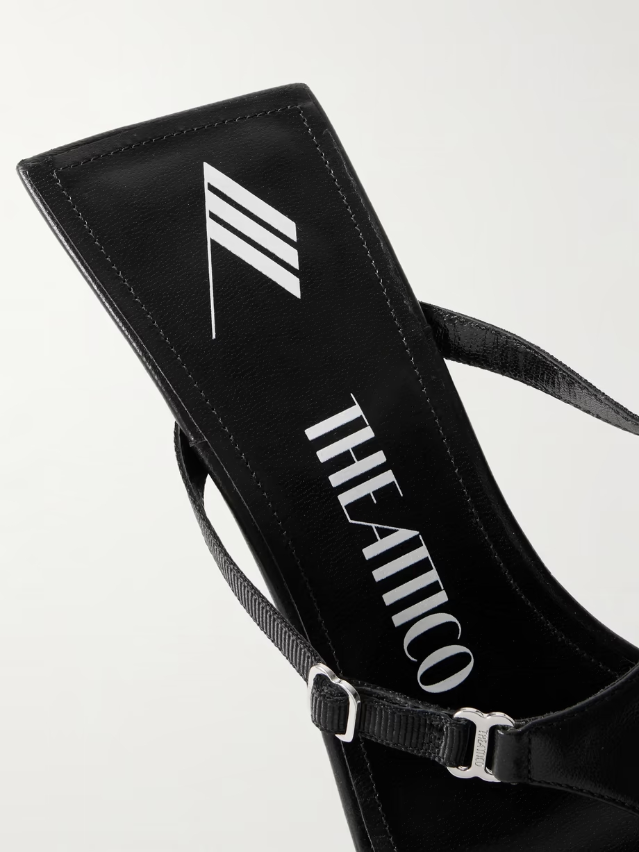 Bes embellished grosgrain-trimmed leather mules Bes embellished grosgrain-trimmed leather mules